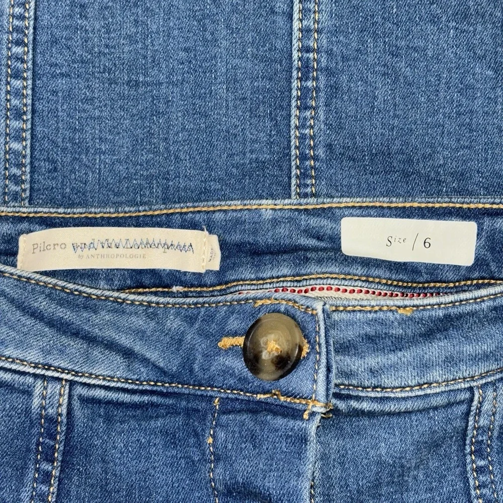 Pilcro And The Letterpress Anthropologie Blue Jean denim Skirt Sz 6 Button Front - Picture 3 of 4